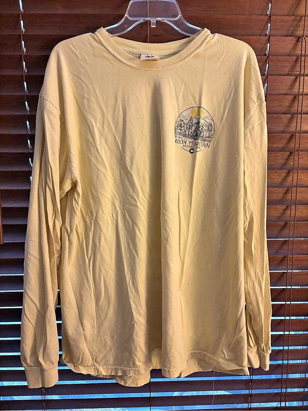 Comfort Colors Rocky Mountain National Park Long Sleeve T-Shirt XL Yellow